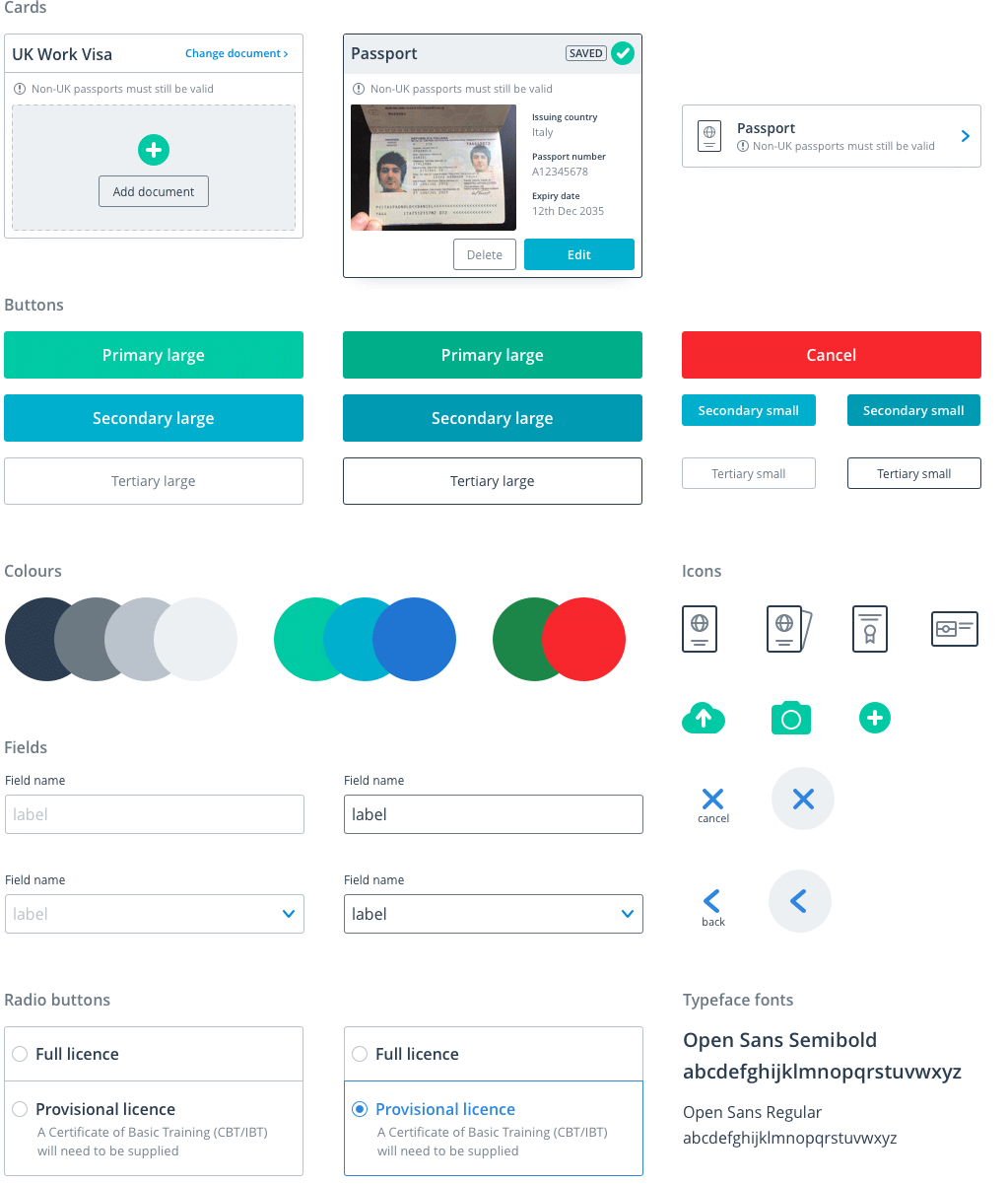 Sample components from the styleguide.