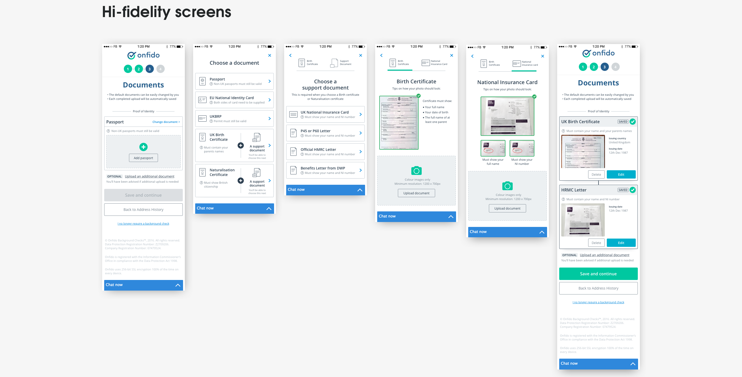 Final UI showing support document upload flow.